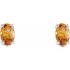 14K White Gold Oval Natural Mozambique Garnet Earrings - Elegant Design