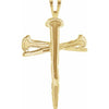 14K Yellow Gold Nail Design Cross Pendant - 26x18.25 mm