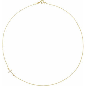 14K White Gold .04 CTW Natural Diamond Asymmetrical Cross Necklace - 16