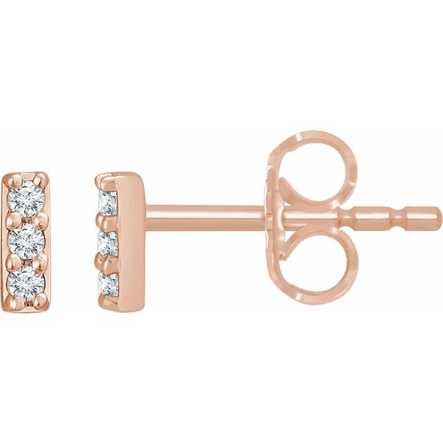 14K Gold Natural Diamond Bar Earrings