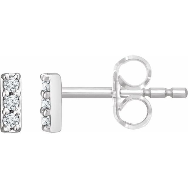 14K Gold Natural Diamond Bar Earrings