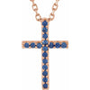 14K White Natural Blue Sapphire Petite Cross 16