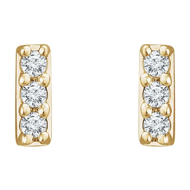 14K Yellow .05 CTW Natural Diamond Bar Earrings