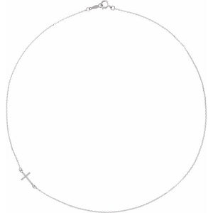 14K White Gold .04 CTW Natural Diamond Asymmetrical Cross Necklace - 16