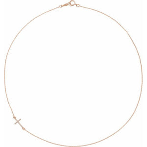 14K White Gold .04 CTW Natural Diamond Asymmetrical Cross Necklace - 16