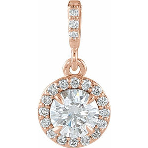 1/2 CTW Lab-Grown Diamond Halo-Style Pendant in 14K Gold, Silver & Platinum