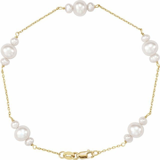 Cultured White Freshwater Pearl Bracelet - Options Available