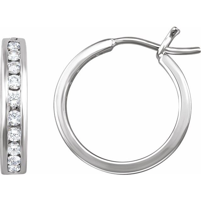 14K Gold Natural Diamond Hinged Hoop Earrings - Options Available