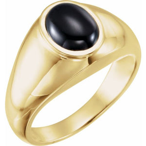 Natural Onyx Bezel-Set Ring | 14K Gold options* | Oval | 10 Mm × 8 Mm | Bezel | Polished