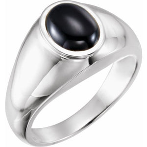 Natural Onyx Bezel-Set Ring | 14K Gold options* | Oval | 10 Mm × 8 Mm | Bezel | Polished