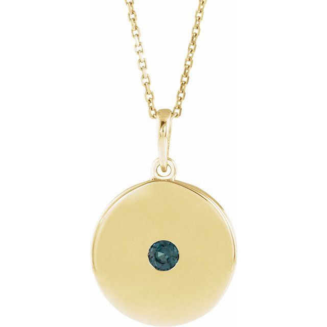 14K Gold Natural Ruby Disc Pendant