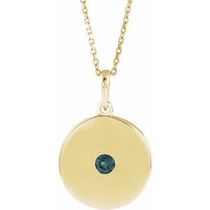 14K Gold Natural Ruby Disc Pendant