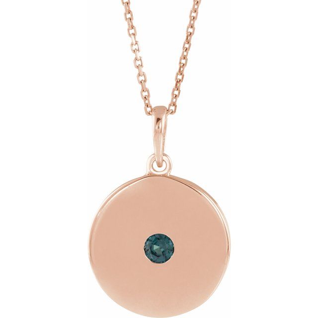 14K Gold Natural Ruby Disc Pendant