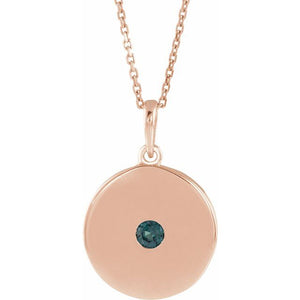 14K Gold Natural Ruby Disc Pendant