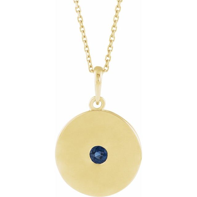 14K Gold Natural Ruby Disc Pendant