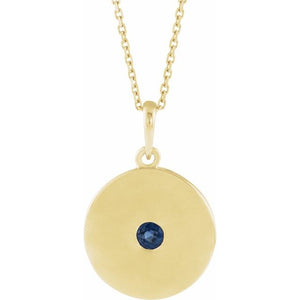 14K Gold Natural Ruby Disc Pendant