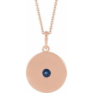 14K Gold Natural Ruby Disc Pendant