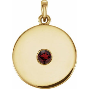 14K Gold Natural Ruby Disc Pendant
