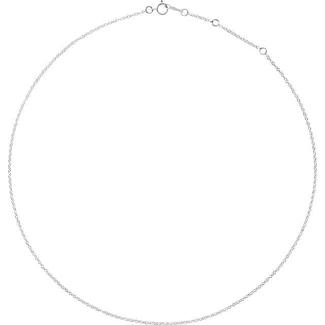 18K White 1.3  mm Cable 18" Chain