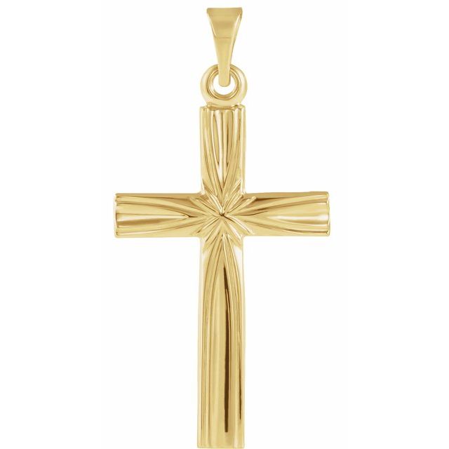 14K Yellow Gold 22x14 mm Faith Cross Pendant - Elegant Design