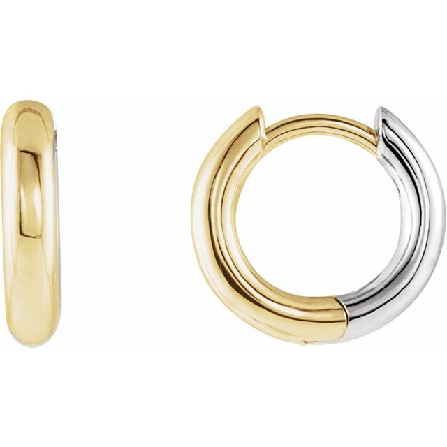 Hinged Earrings | 14K Gold & Platinum | 12 Mm × 2.7 Mm | Hinged | Polished