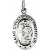 Sterling Silver 19x14  mm Oval St. Christopher 18