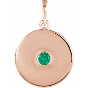 Natural Ruby Disc Pendant in 14K Gold, Silver & Platinum