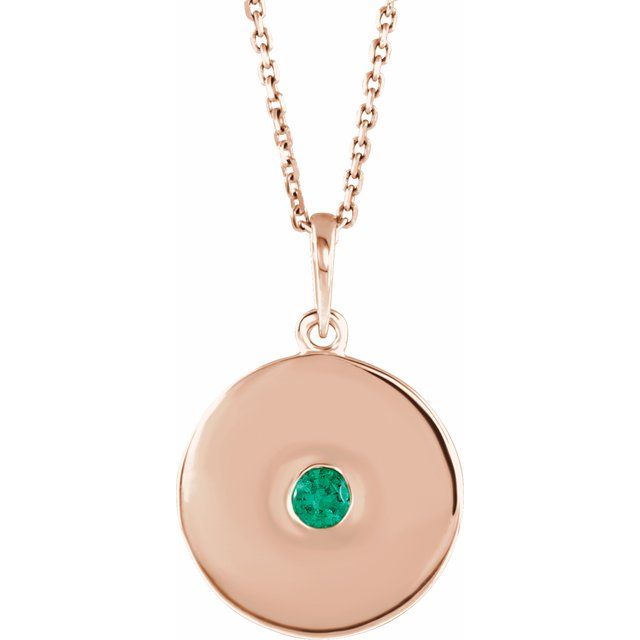 14K Gold Natural Ruby Disc Pendant