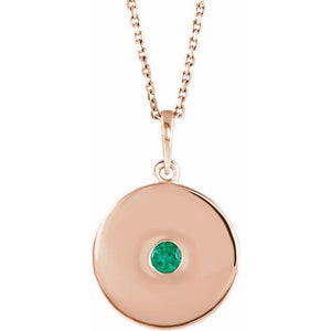 14K Gold Natural Ruby Disc Pendant