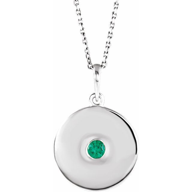 14K Gold Natural Ruby Disc Pendant