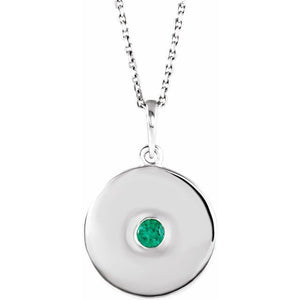 14K Gold Natural Ruby Disc Pendant