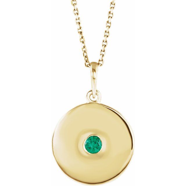 14K Gold Natural Ruby Disc Pendant