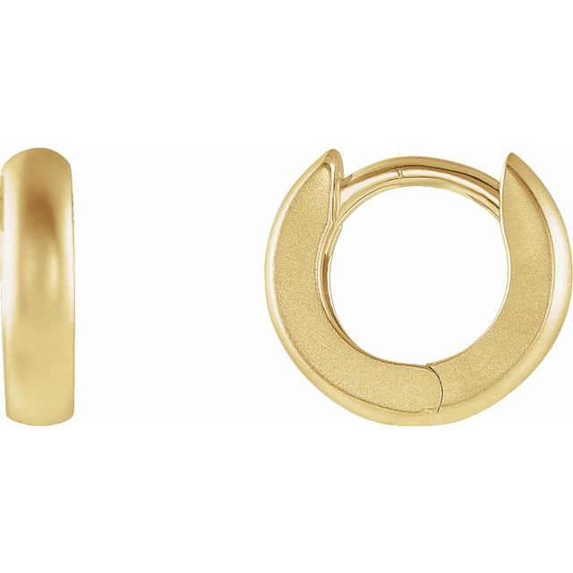 14K Gold Hinged Hoop Earring With Bead Blast Finish
