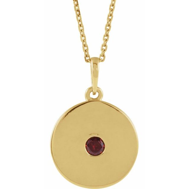 14K Gold Natural Ruby Disc Pendant