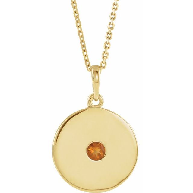 14K Gold Natural Ruby Disc Pendant