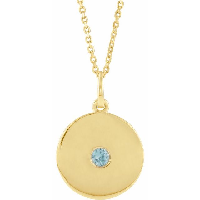 14K Gold Natural Ruby Disc Pendant