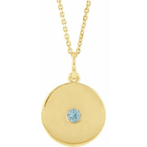 14K Gold Natural Ruby Disc Pendant