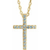 14K White Gold Petite Cross Necklace with Natural Blue Sapphires - 16 Inches