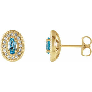 1/8 CTW Natural Diamond and Gemstone Earrings in 14K Gold, Silver & Platinum