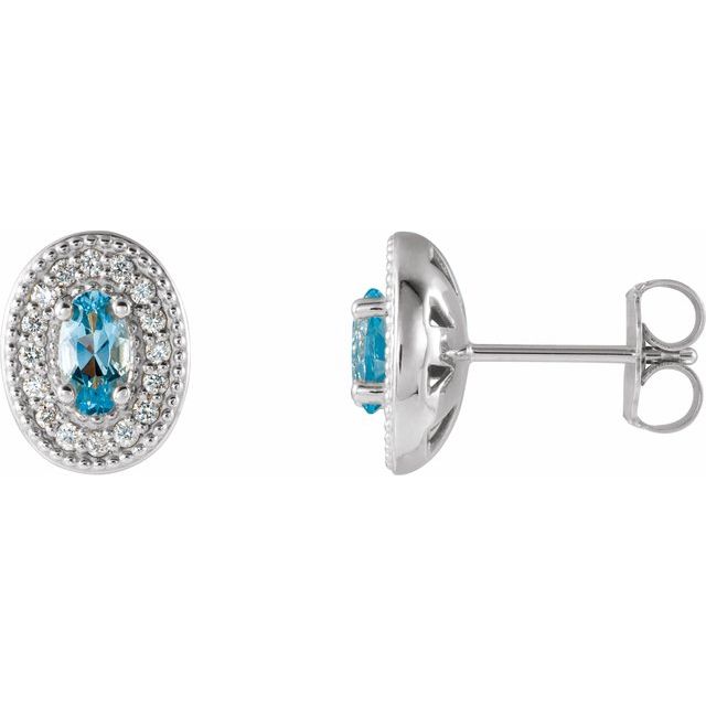 1/8 CTW Natural Diamond and Gemstone Earrings in 14K Gold, Silver & Platinum
