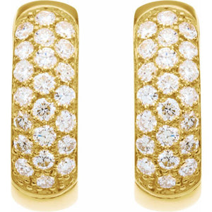 14K Yellow Gold 7/8 CTW Natural Diamond Hoop Earrings