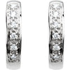 14K White Gold 15.8 mm Natural Diamond Hinged Hoop Earrings