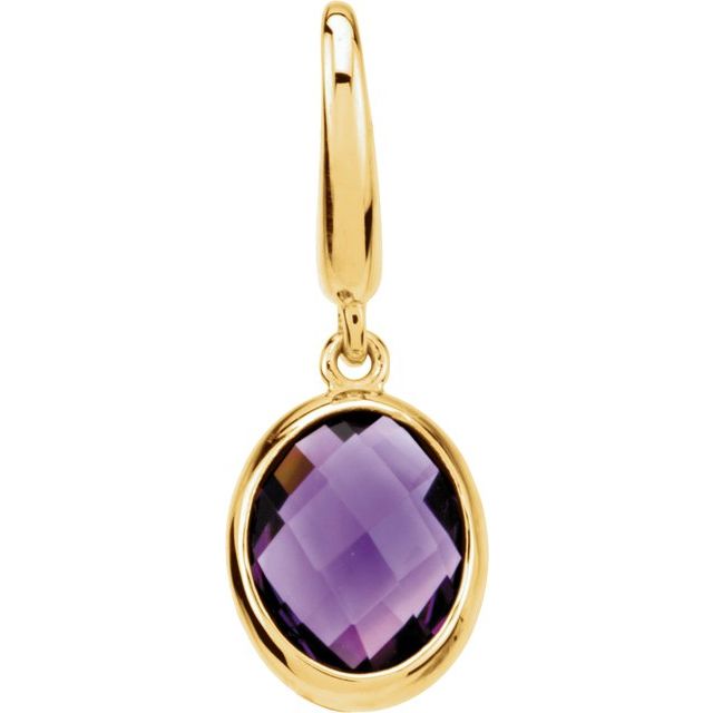 14K Gold Natural Amethyst Charm/Pendant