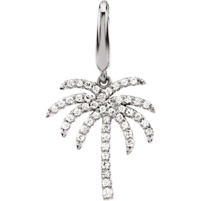 14K Gold Palm Tree Charm Pendant