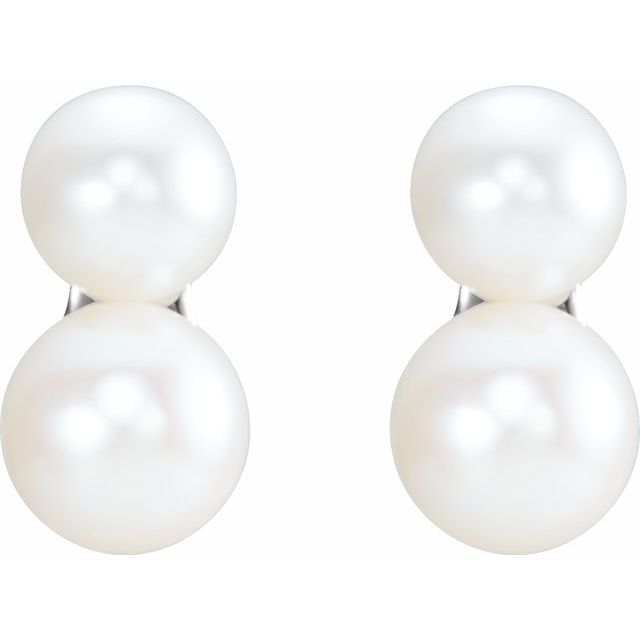 14K White Cultured White Freshwater Pearl Ear Climbers