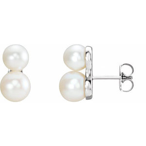 14K White Gold Cultured Freshwater Pearl Ear Climbers – Elegant Design