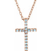 14K White Natural Blue Sapphire Petite Cross 16