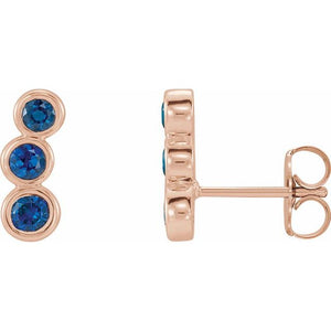 Natural Blue Sapphire Ear Climbers in 14K Gold, Sterling Silver & Platinum