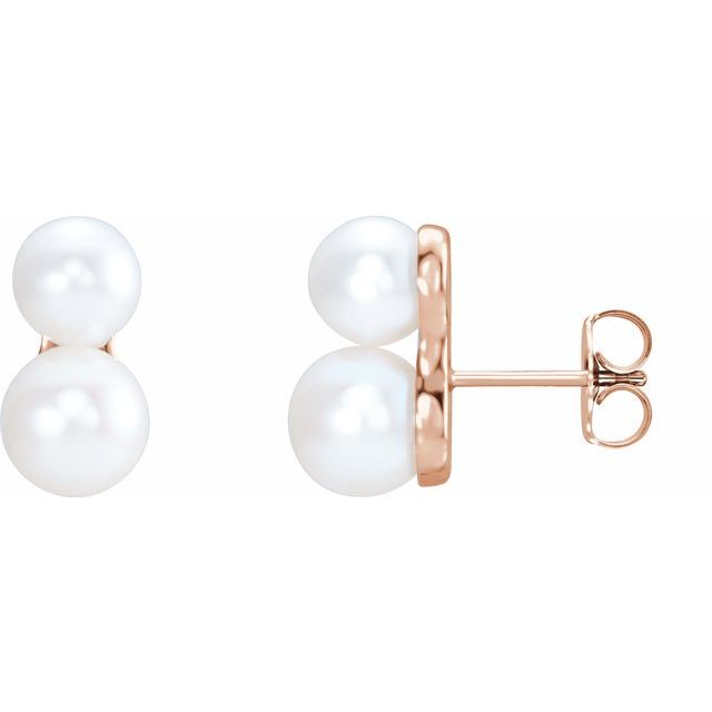 14K White Gold Cultured Freshwater Pearl Ear Climbers â€“ Modern Elegance