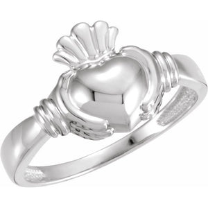Claddagh Standard-Fit Flat Band | 14K Gold, 18K Gold, Silver & Platinum | Polished